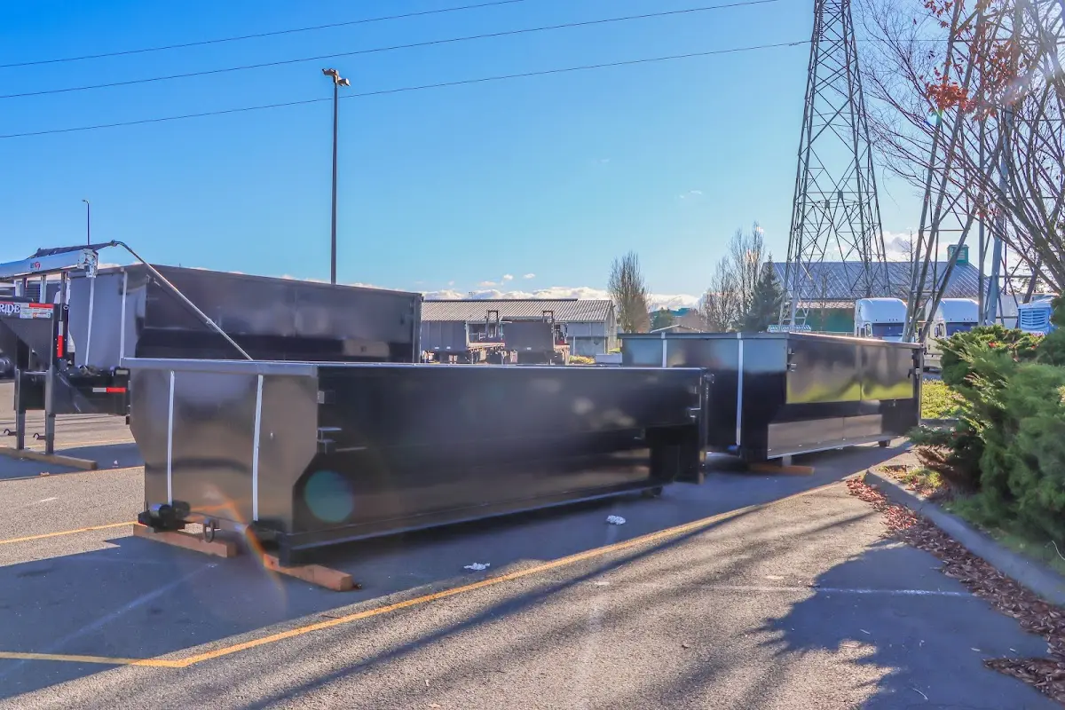 Roll-off dumpster ready for waste disposal at job site for 6 Yard Dumpster Rental in Elizabethtown